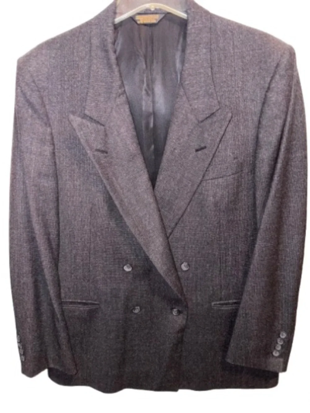 Nino Cerruti Rue Royale Men's Double-Breasted Charcoal Gray Wool Blazer 44R